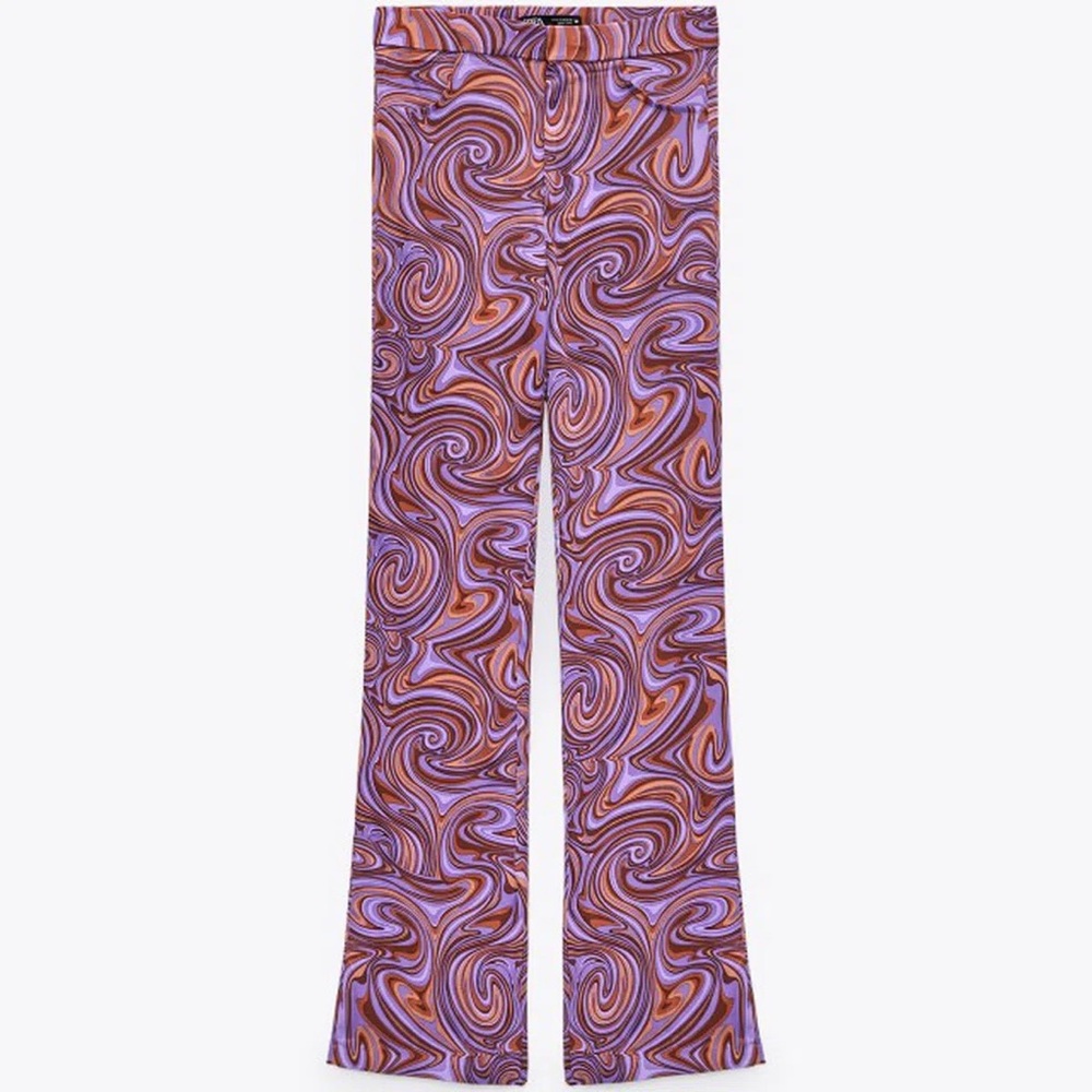 ZARA PATTERNED FLARED PANTS NWT - image 2